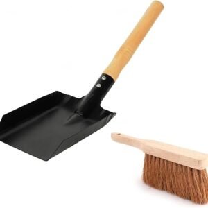 PNJB, Grill Ash Pan Metal Dustpan, Carbon Steel Fireplace Coal Ash Shovel with Wooden Handle