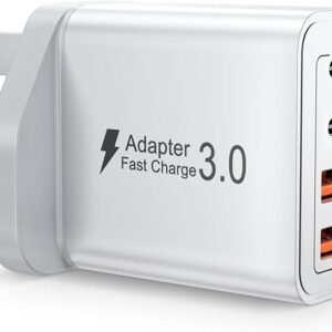 USB C Plug Fast Charger 40W 4 Port with Dual PD 3.0 & QC Multi Phone Charger Adapter UK