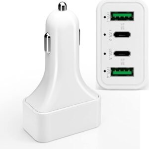 LOKEKE USB C Car Charger, 40W 4 Ports USB Charger