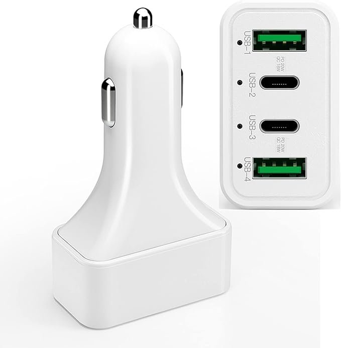 LOKEKE USB C Car Charger, 40W 4 Ports USB Charger