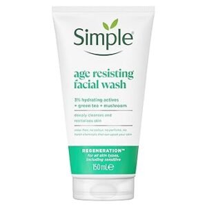 Simple Regeneration Age Resisting Facial Wash with green tea and prebiotic cleanser 150 ml