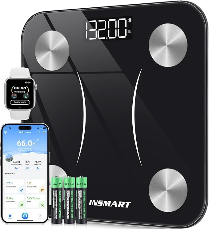 Bluetooth Body Fat Scales, INSMART Smart Digital Bathroom Weight Weighing Scales for Body Composition