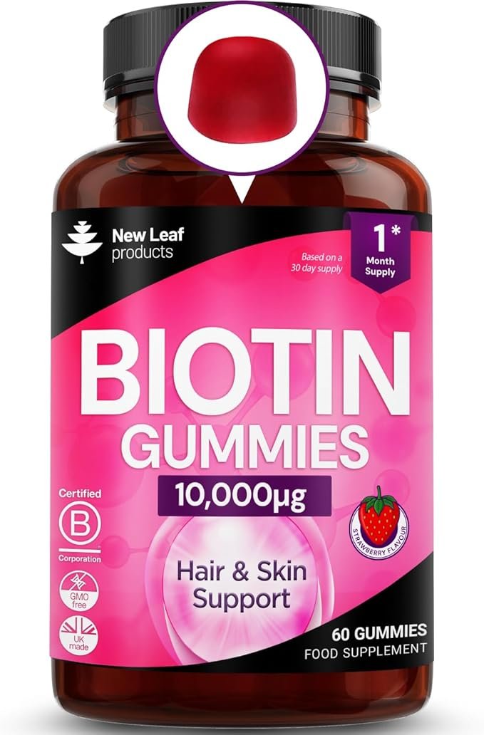 Beauty Hair Skin & Nails Gummies for Hair Growth & Skin Health Biotin 10,000µg- Vegan Chewable Beauty Vitamins