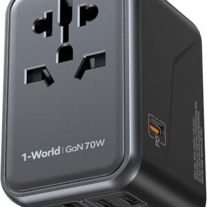 MOMAX Universal Travel Adapter,70W GaN Travel Plug Adapter with UK/EU/AU/US Plugs