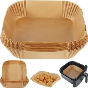 BYKITCHEN Air Fryer Parchment Paper Liner, 50PCS Square Air Fryer Liners Disposable, Greaseproof Paper