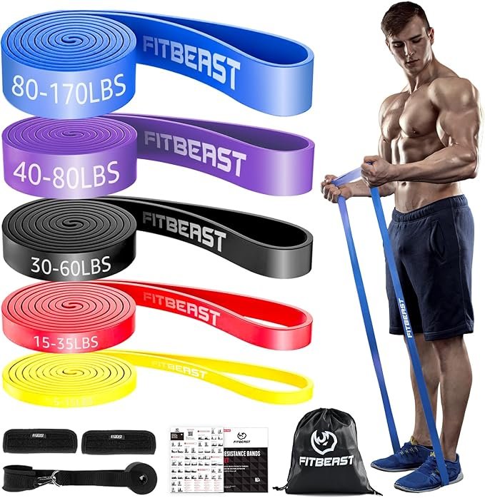 FitBeast Resistance Bands Set, 5 Levels Pull Up Bands for Bodyweight Training